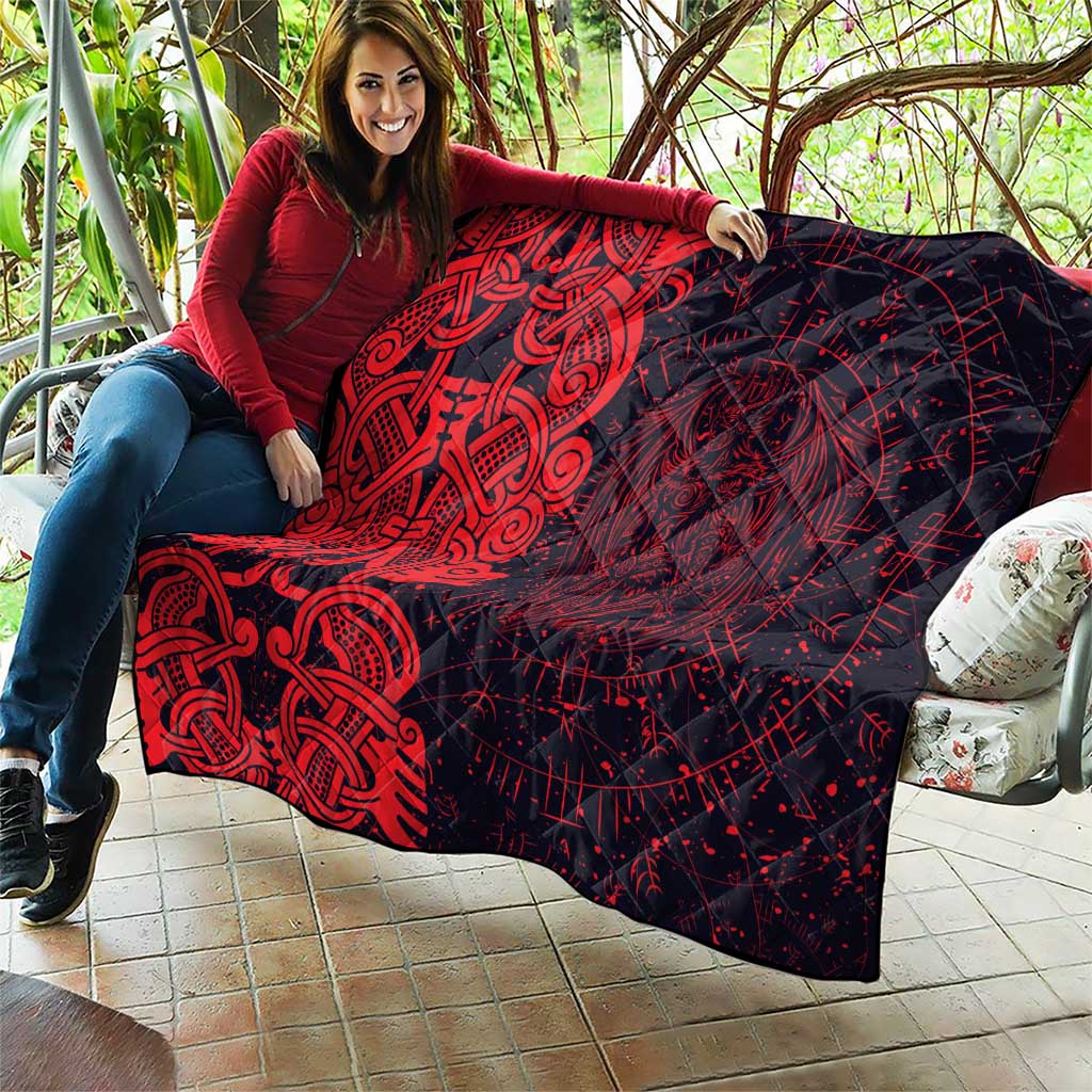 Norse Viking Dragon Quilt Celtic Knotwork and Runic Mythology Art