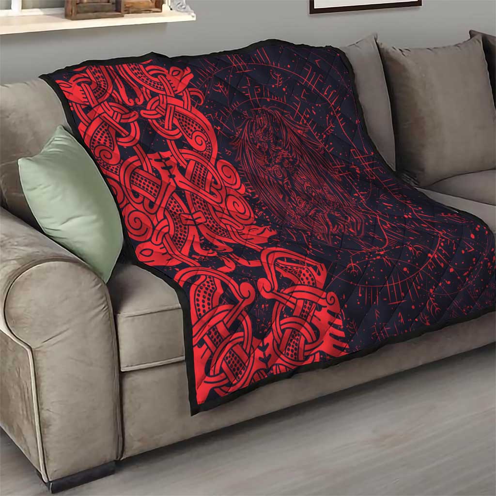 Norse Viking Dragon Quilt Celtic Knotwork and Runic Mythology Art
