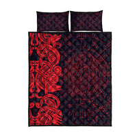 Norse Viking Dragon Quilt Bed Set Celtic Knotwork and Runic Mythology Art