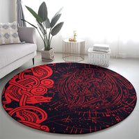 Norse Viking Dragon Round Carpet Celtic Knotwork and Runic Mythology Art