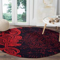 Norse Viking Dragon Round Carpet Celtic Knotwork and Runic Mythology Art