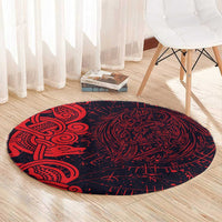 Norse Viking Dragon Round Carpet Celtic Knotwork and Runic Mythology Art