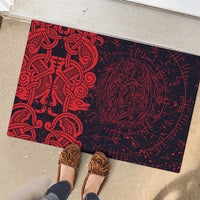 Norse Viking Dragon Rubber Doormat Celtic Knotwork and Runic Mythology Art