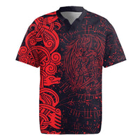 Norse Viking Dragon Rugby Jersey Celtic Knotwork and Runic Mythology Art
