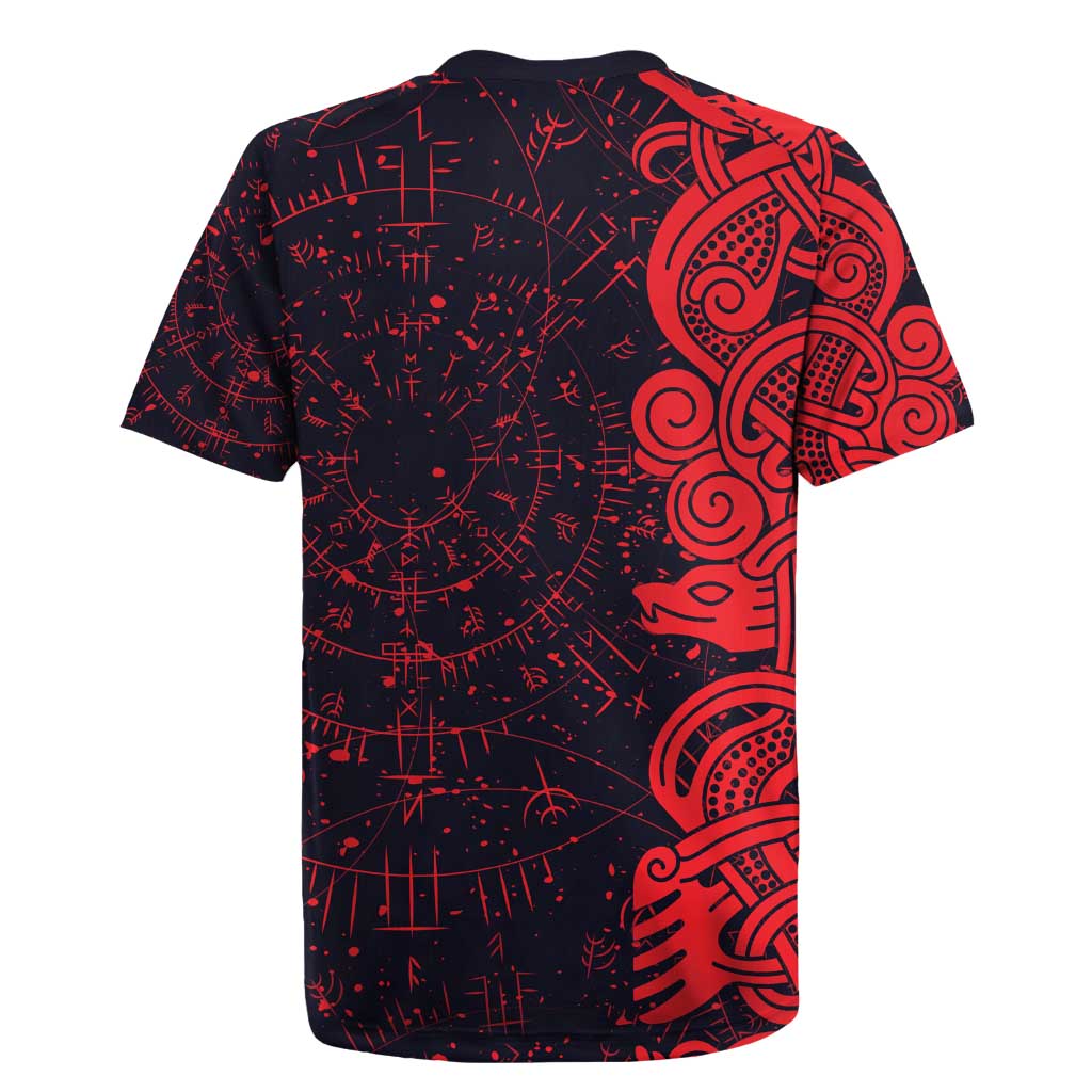 Norse Viking Dragon Rugby Jersey Celtic Knotwork and Runic Mythology Art