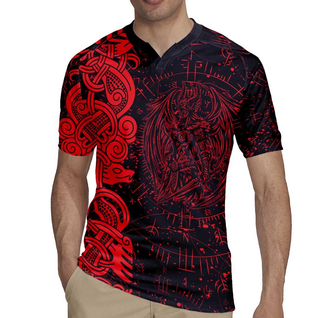 Norse Viking Dragon Rugby Jersey Celtic Knotwork and Runic Mythology Art