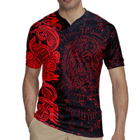 Norse Viking Dragon Rugby Jersey Celtic Knotwork and Runic Mythology Art