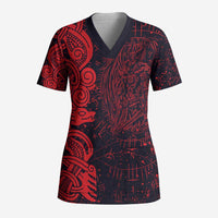 Norse Viking Dragon Scrub Top Celtic Knotwork and Runic Mythology Art