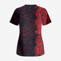 Norse Viking Dragon Scrub Top Celtic Knotwork and Runic Mythology Art