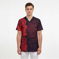 Norse Viking Dragon Scrub Top Celtic Knotwork and Runic Mythology Art
