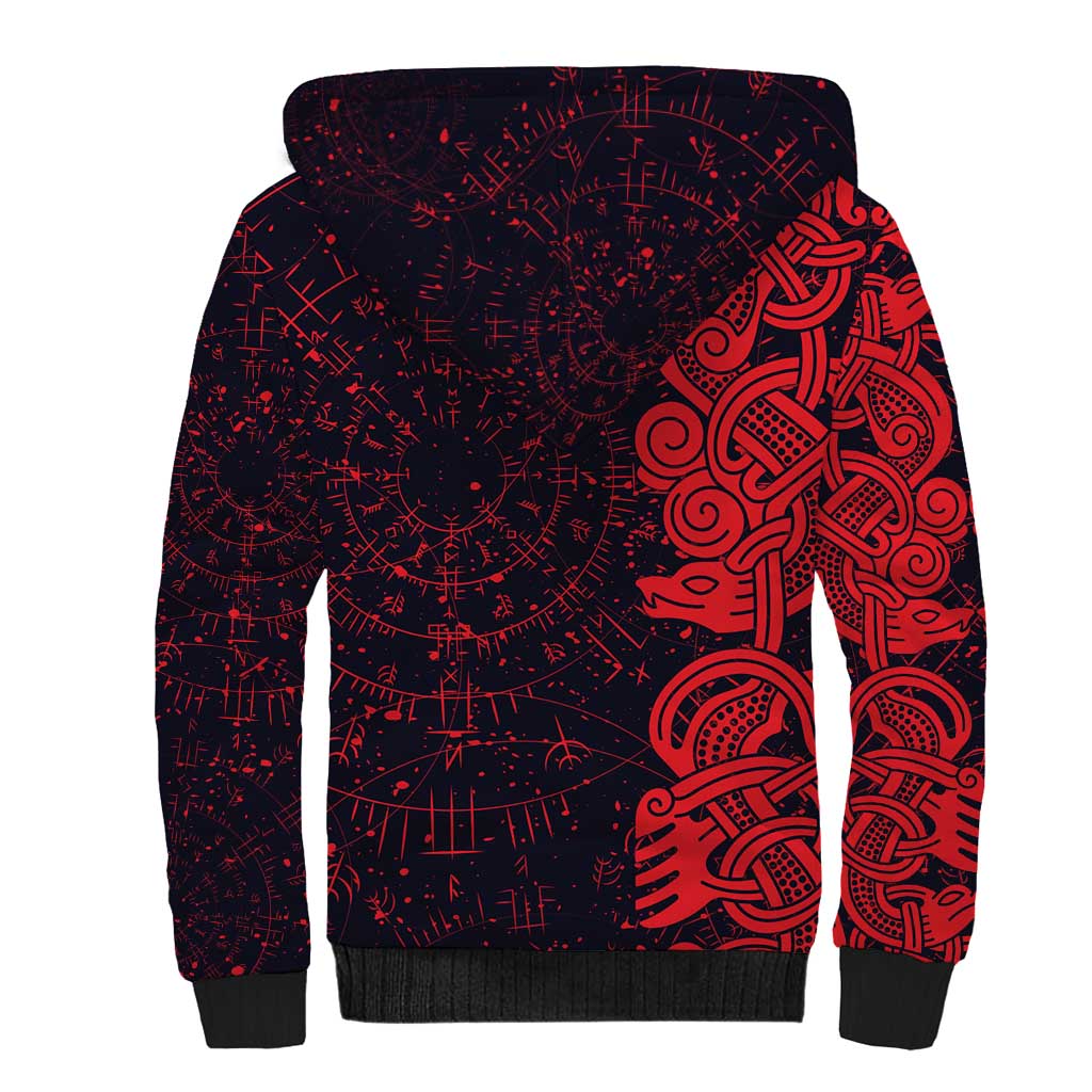 Norse Viking Dragon Sherpa Hoodie Celtic Knotwork and Runic Mythology Art