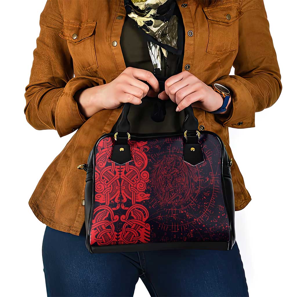 Norse Viking Dragon Shoulder Handbag Celtic Knotwork and Runic Mythology Art