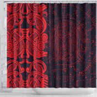 Norse Viking Dragon Shower Curtain Celtic Knotwork and Runic Mythology Art