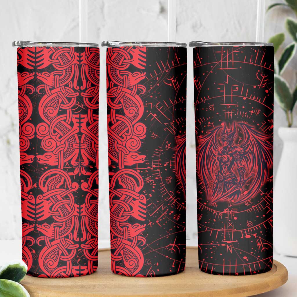 Norse Viking Dragon Skinny Tumbler Celtic Knotwork and Runic Mythology Art