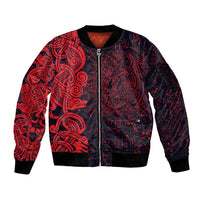 Norse Viking Dragon Sleeve Zip Bomber Jacket Celtic Knotwork and Runic Mythology Art