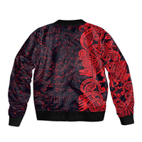 Norse Viking Dragon Sleeve Zip Bomber Jacket Celtic Knotwork and Runic Mythology Art