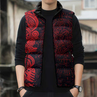 Norse Viking Dragon Sleeveless Puffer Jacket Celtic Knotwork and Runic Mythology Art