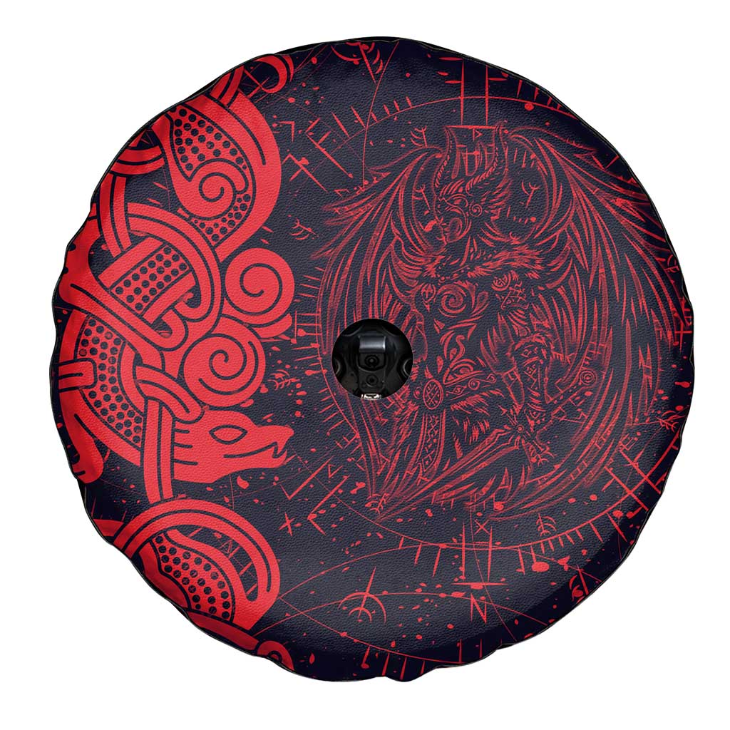 Norse Viking Dragon Spare Tire Cover Celtic Knotwork and Runic Mythology Art