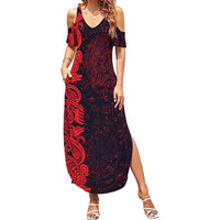 Norse Viking Dragon Summer Maxi Dress Celtic Knotwork and Runic Mythology Art