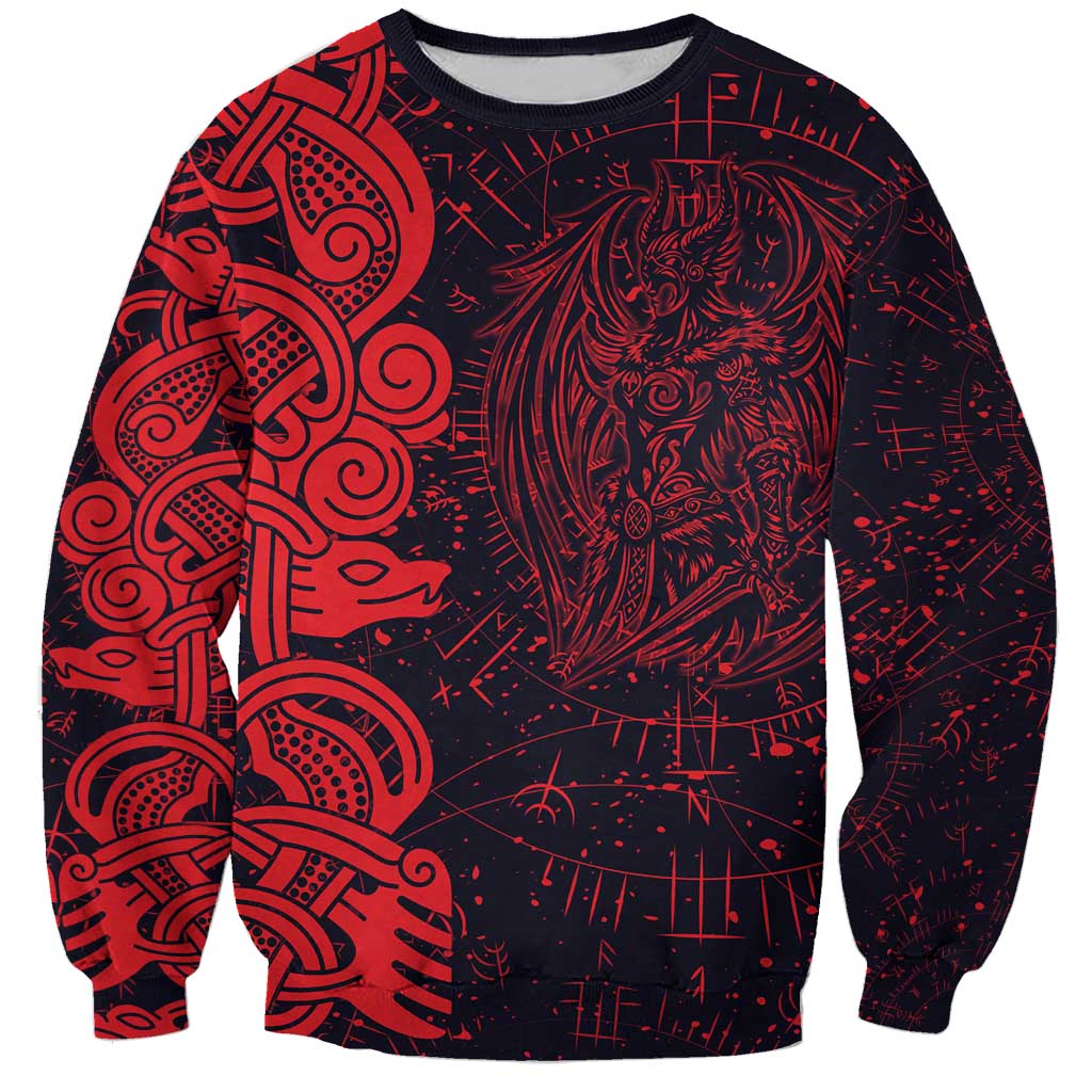 Norse Viking Dragon Sweatshirt Celtic Knotwork and Runic Mythology Art