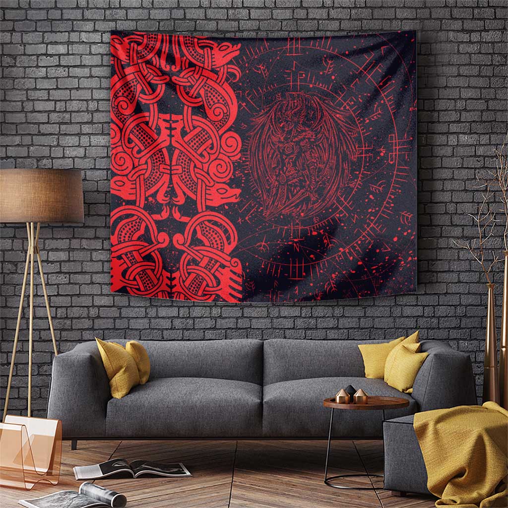 Norse Viking Dragon Tapestry Celtic Knotwork and Runic Mythology Art