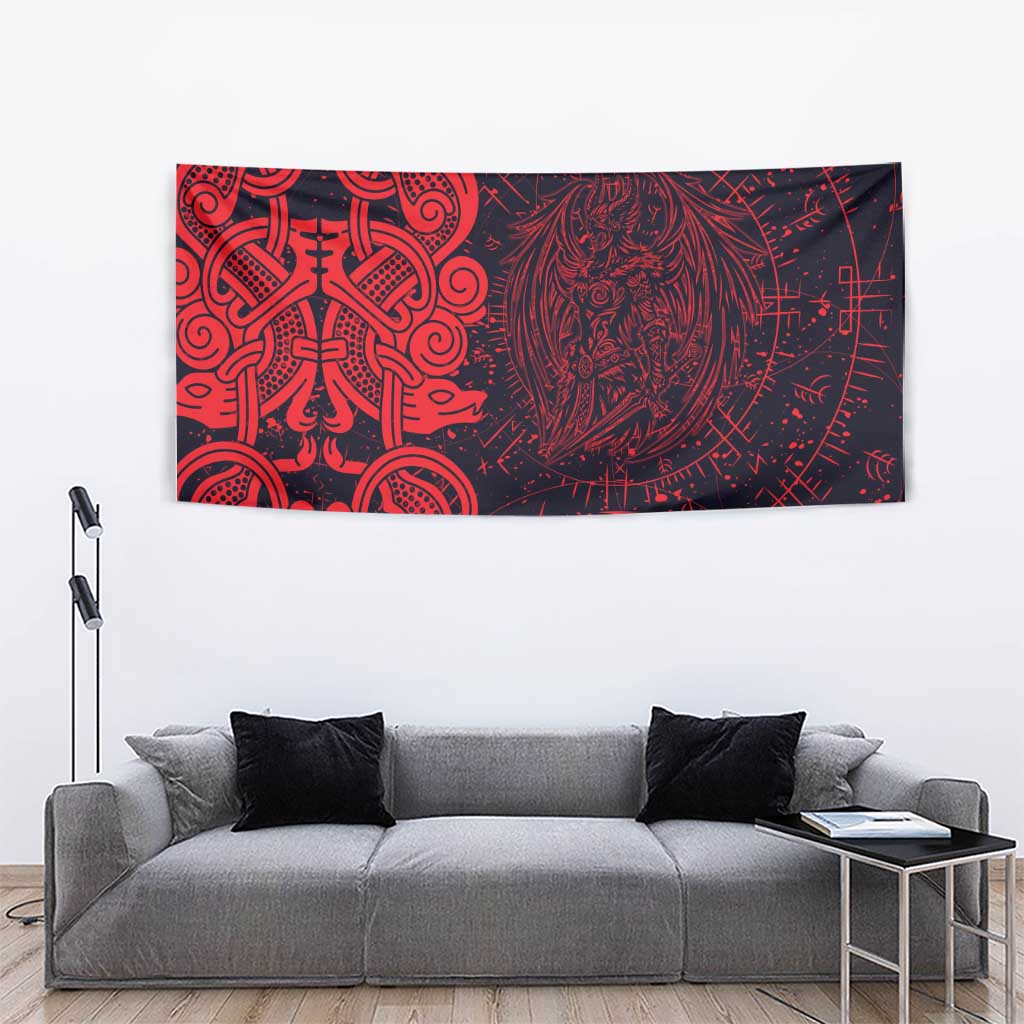 Norse Viking Dragon Tapestry Celtic Knotwork and Runic Mythology Art