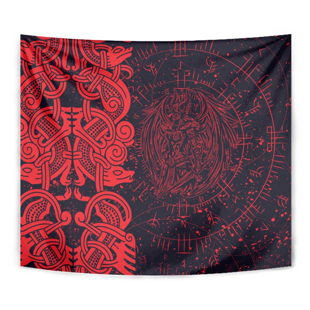 Norse Viking Dragon Tapestry Celtic Knotwork and Runic Mythology Art