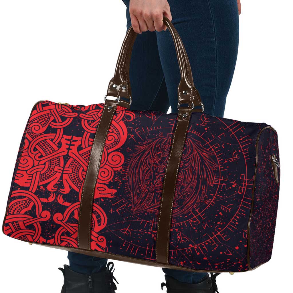 Norse Viking Dragon Travel Bag Celtic Knotwork and Runic Mythology Art