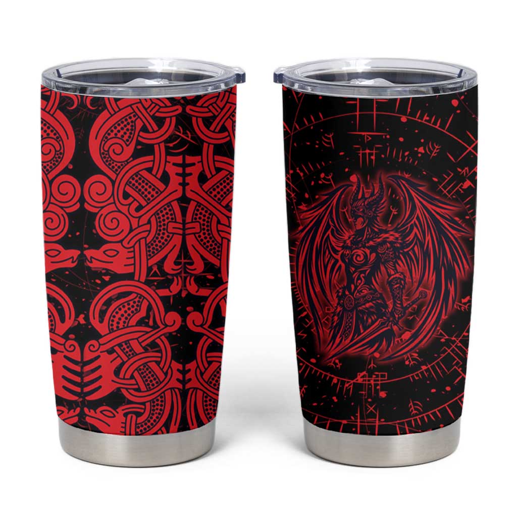Norse Viking Dragon Tumbler Cup Celtic Knotwork and Runic Mythology Art
