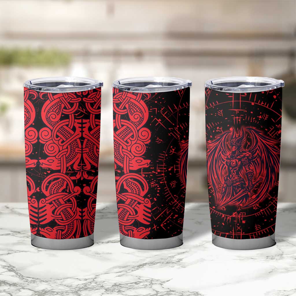 Norse Viking Dragon Tumbler Cup Celtic Knotwork and Runic Mythology Art