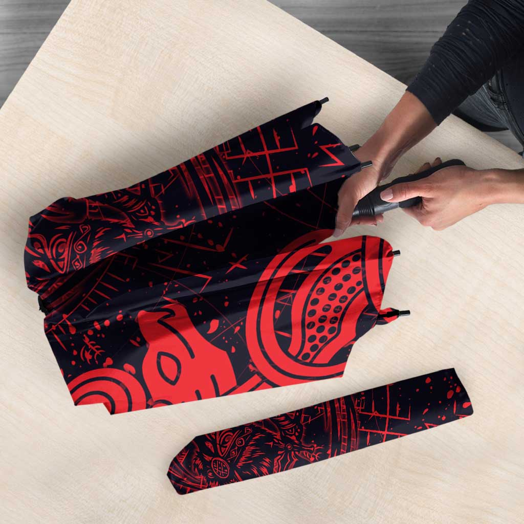 Norse Viking Dragon Umbrella Celtic Knotwork and Runic Mythology Art