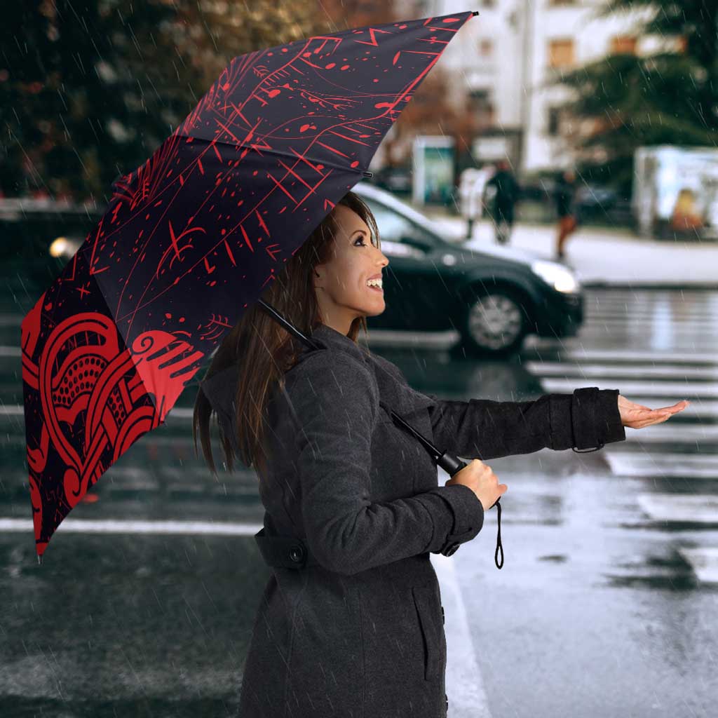 Norse Viking Dragon Umbrella Celtic Knotwork and Runic Mythology Art