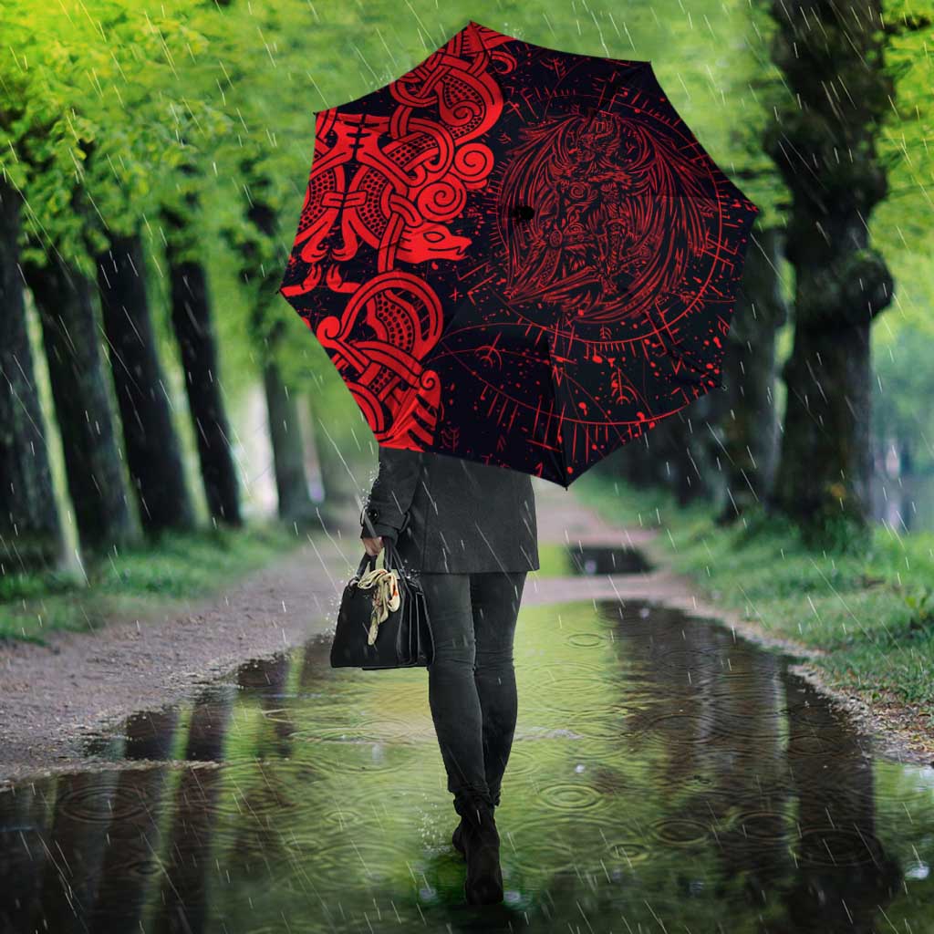 Norse Viking Dragon Umbrella Celtic Knotwork and Runic Mythology Art