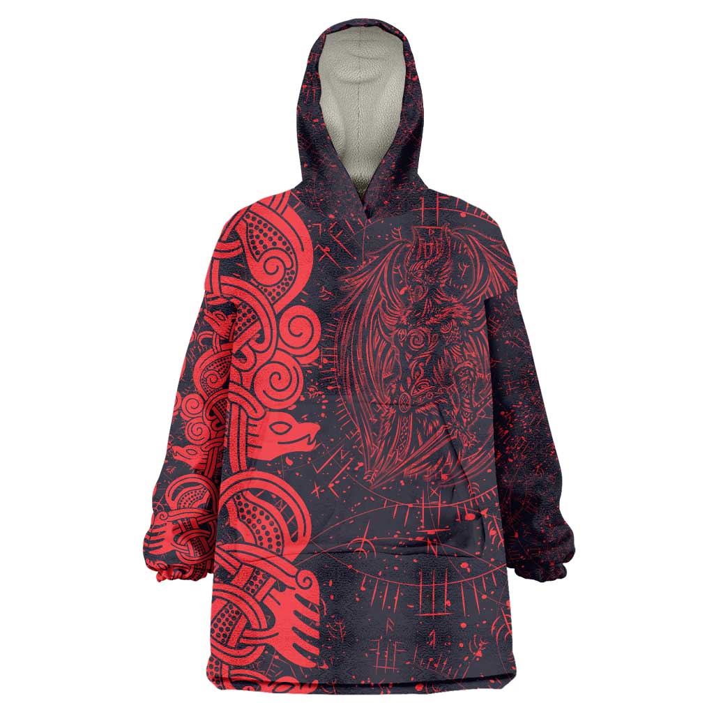Norse Viking Dragon Wearable Blanket Hoodie Celtic Knotwork and Runic Mythology Art