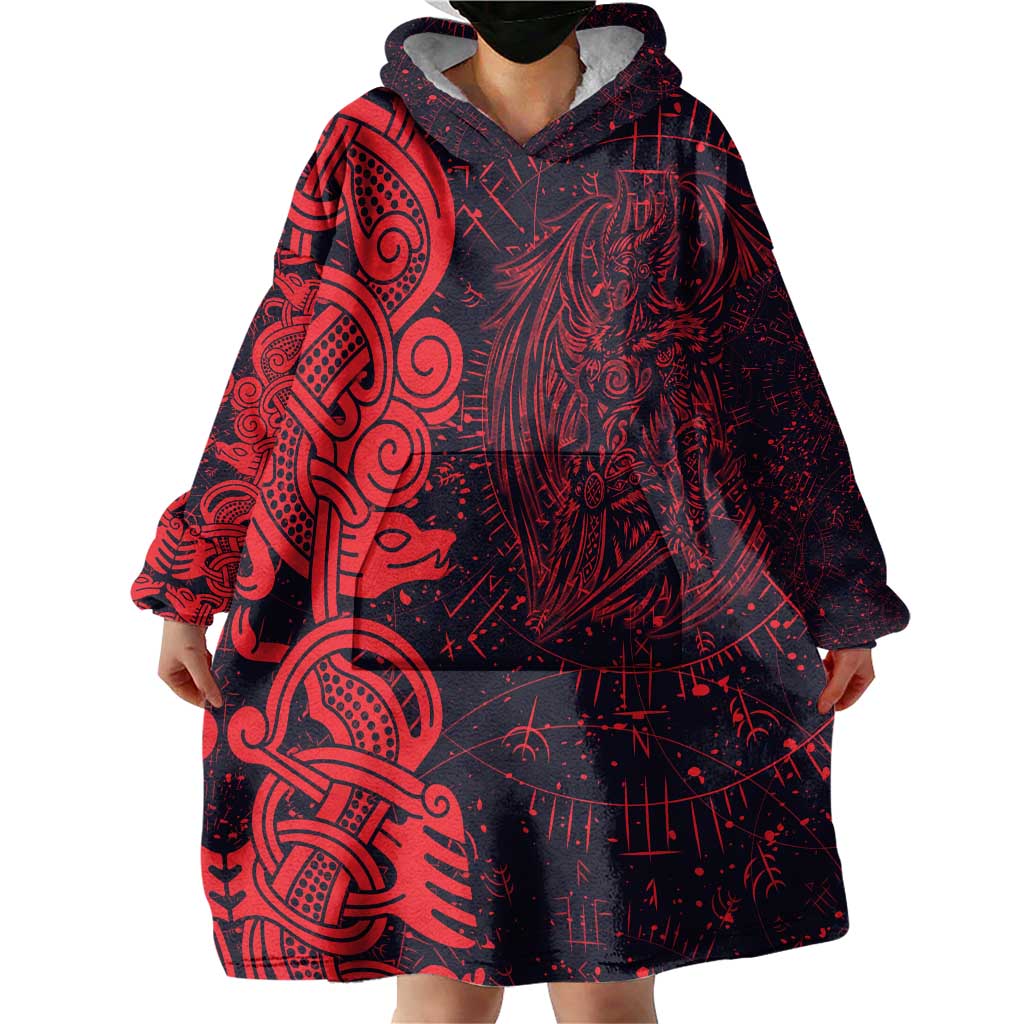 Norse Viking Dragon Wearable Blanket Hoodie Celtic Knotwork and Runic Mythology Art