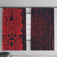 Norse Viking Dragon Window Curtain Celtic Knotwork and Runic Mythology Art
