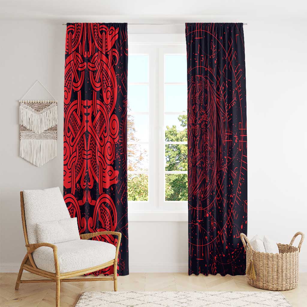 Norse Viking Dragon Window Curtain Celtic Knotwork and Runic Mythology Art