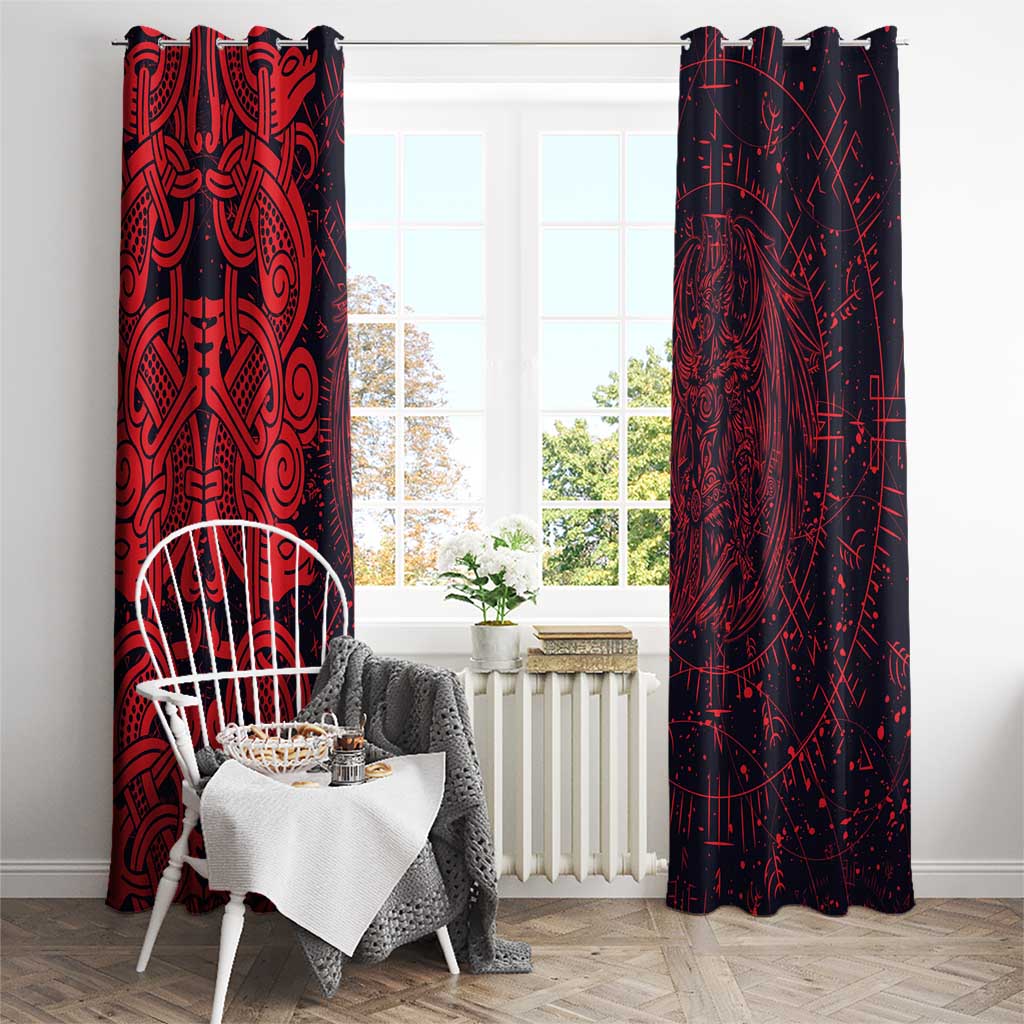 Norse Viking Dragon Window Curtain Celtic Knotwork and Runic Mythology Art