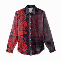 Norse Viking Dragon Women Casual Shirt Celtic Knotwork and Runic Mythology Art