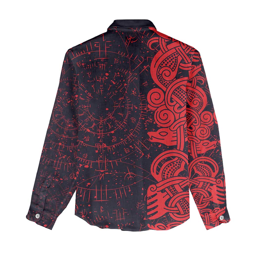 Norse Viking Dragon Women Casual Shirt Celtic Knotwork and Runic Mythology Art