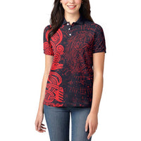 Norse Viking Dragon Women Polo Shirt Celtic Knotwork and Runic Mythology Art