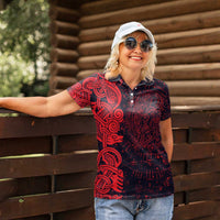 Norse Viking Dragon Women Polo Shirt Celtic Knotwork and Runic Mythology Art