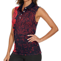 Norse Viking Dragon Women Sleeveless Polo Shirt Celtic Knotwork and Runic Mythology Art
