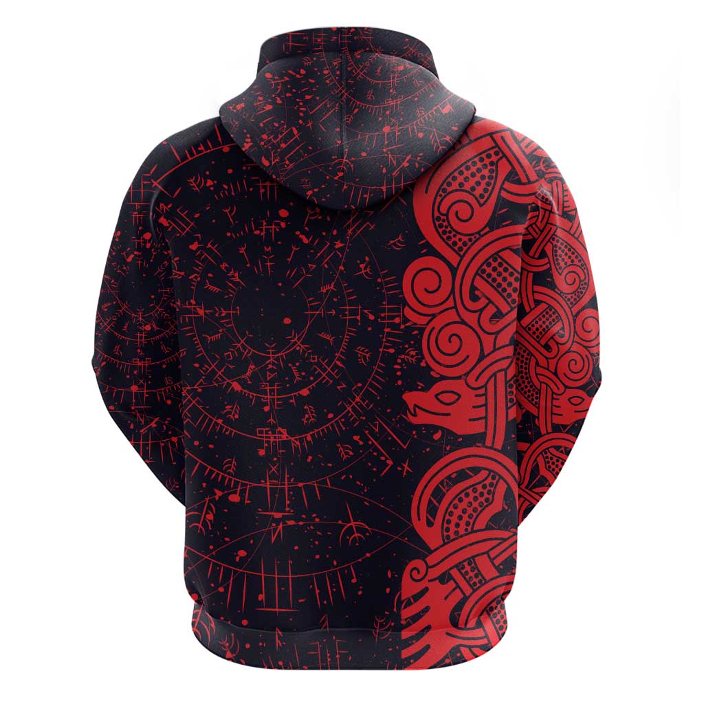 Norse Viking Dragon Zip Hoodie Celtic Knotwork and Runic Mythology Art