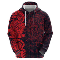Norse Viking Dragon Zip Hoodie Celtic Knotwork and Runic Mythology Art