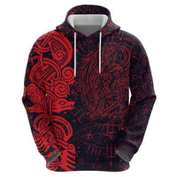 Norse Viking Dragon Zip Hoodie Celtic Knotwork and Runic Mythology Art