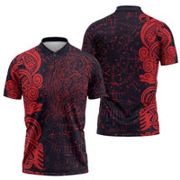 Norse Viking Dragon Zipper Polo Shirt Celtic Knotwork and Runic Mythology Art