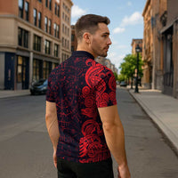 Norse Viking Dragon Zipper Polo Shirt Celtic Knotwork and Runic Mythology Art