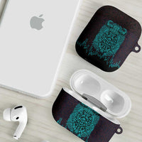 Viking Warrior Helm AirPods Case Neon Tribal Linework and Runic Pattern Art