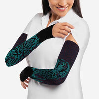 Viking Warrior Helm Arm Sleeves Neon Tribal Linework and Runic Pattern Art